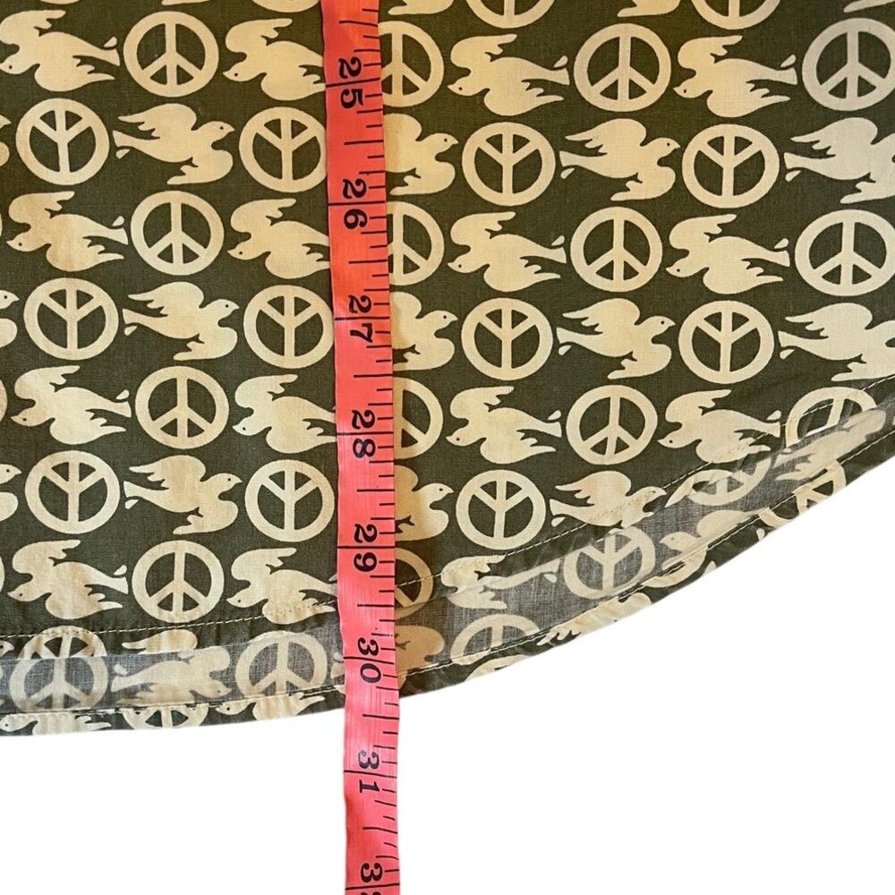 VTG Y2K Lucky Brand Men Shirt Peace Sign & Dove AOP Size Large Indie Boho Retro - Picture 6 of 9